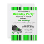 Green Roller Skate Birthday Party - Green Stripe Invites