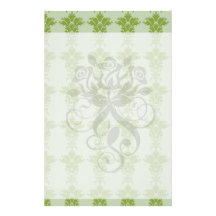 green sage and olive ornate damask pattern customized stationery