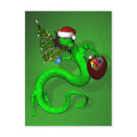 Green Santa Dragon Postcards