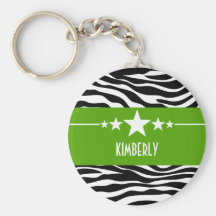 Green Sassy Star Zebra Keychain