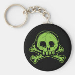 Green Scribbly Skull Key Chain