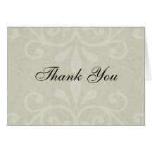 Green Scroll Thank You Card