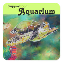 Green Sea Turtle Aquarium Support Sticker