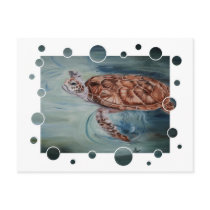 Green Sea Turtle bubbles Postcard