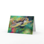 Green Sea Turtle Silk Painting cards