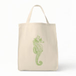 Green Seahorse Grocery tote Bags