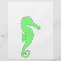 Green Seahorse on White Personalized Flyer