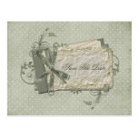 Green Shabby Dotted Swiss Save The Date Post Cards