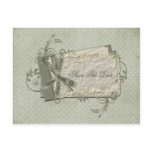 Green Shabby Dotted Swiss Save The Date postcards