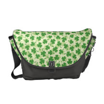 Green shamrock clover pattern lucky messenger bag