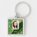Green shamrock photo background key chains