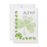 Green Shamrocks Irish Wedding RSVP Card invitations