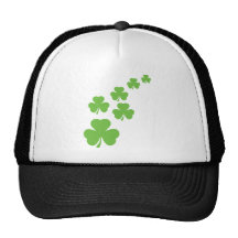 green shamrocks rain trucker hat