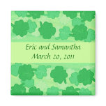 Green Shamrocks, Save the date wedding magnets