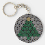 Green shell tree Gold Star Keychain