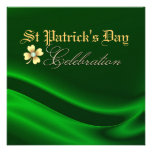 Green Silk Gold Shamrock St Patrick's Day Custom Invites