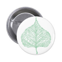 Green skeleton vein leaf drawing button
