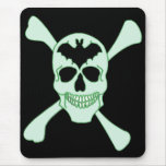 Green Skull And Crossbones Mouse Pad