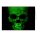 Green Skull with Black Background cards