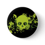 Green Skull with Swirls and Splatters buttons