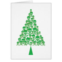 Green Skull Xmas Tree Cards