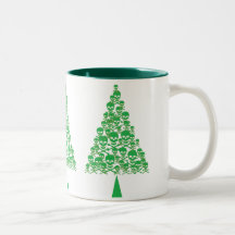 Green Skull Xmas Tree Mug