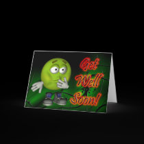 Green Smiley Get Well Soon cards