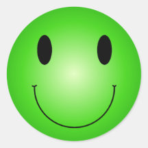 Green Smiley Round Sticker