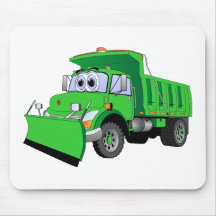 Green Snow Plough Cartoon Mousemats