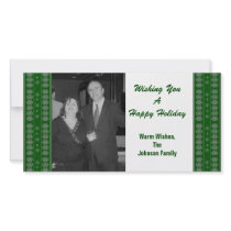 Green Snowflake Pattern Photo Card Template
