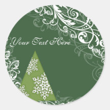 Green Snowflake Tree Christmas Sticker