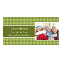 Green Snowflakes Holiday Christmas Card Customized Photo Card