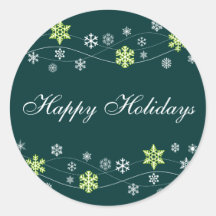 Green Snowflakes Holiday Stickers