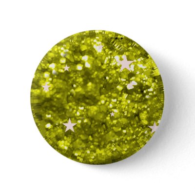 Green sparkles glitter and stars button