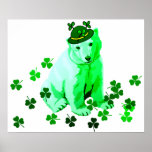 Green St. Patrick's Polar Bear posters