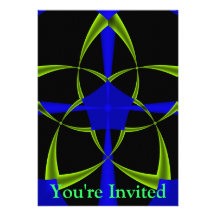 Green Star Fractal Custom Invites