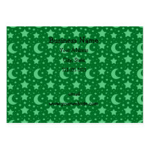 green stars and moon patterns business card
