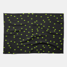 Green Stars On Black Kitchen Towels