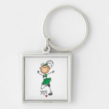 Green Stick Figure Cheerleader t-shirts and Gifts Keychains