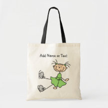 Green Stick Figure Girl Ice Skater Customised Bag