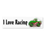 Green Stock Car I Love Racing Bumper Sticker bumper stickers