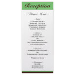 Green Stripe Chocolate Brown Reception Menu rack cards