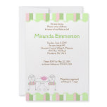 Green Stripe Tea Party Teapot Bridal Shower invitations