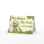 Green Stuffed Baby Baby Shower Invitation Greeting Card