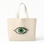 green surprised eye tote bags