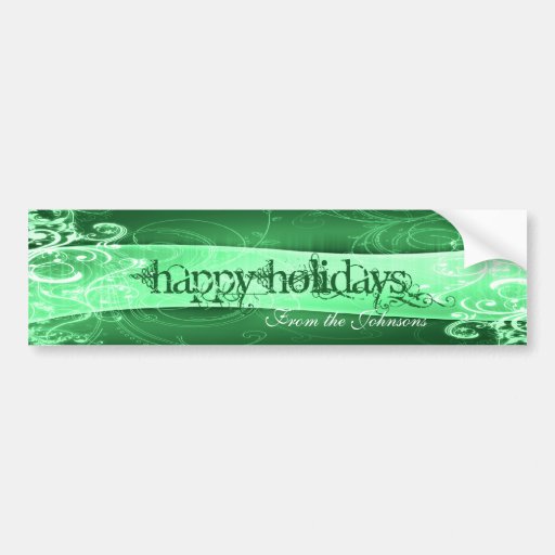 Green Swirl Banner Wine Label Bumper Stickers