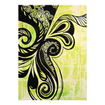 Green Swirl Invitation