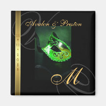 Green Swirl Masquerade Mask Save The Date Magnet