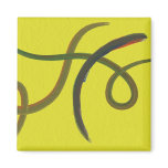 Green Swirls Watercolor Abstract Refrigerator Magnet