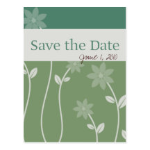 Green Tea Bloom Save the Date Postcard